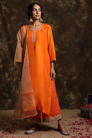 Kesari Silk Kurta Set by Kanika sharma