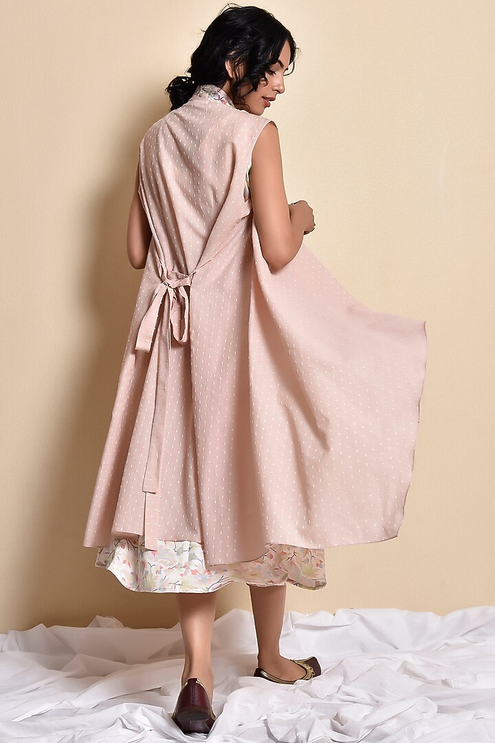 Soft Pink Embroidered Jacket Set by Kanika sharma at Pernia's Pop Up Shop