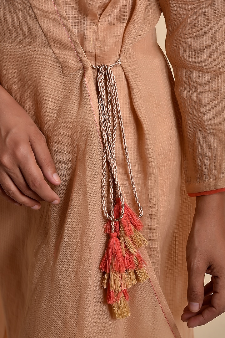 Camel Brown & Coral Jacket Set by Kanika sharma at Pernia's Pop Up Shop