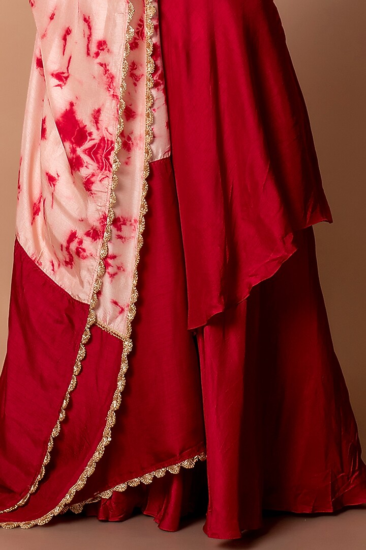 Red Embroidered Party Wear Gown With Dupatta by Kesar studio at Pernia's Pop Up Shop