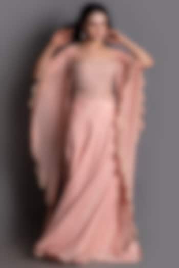 Pink Bamberg Silk Skirt Set by Kesar studio