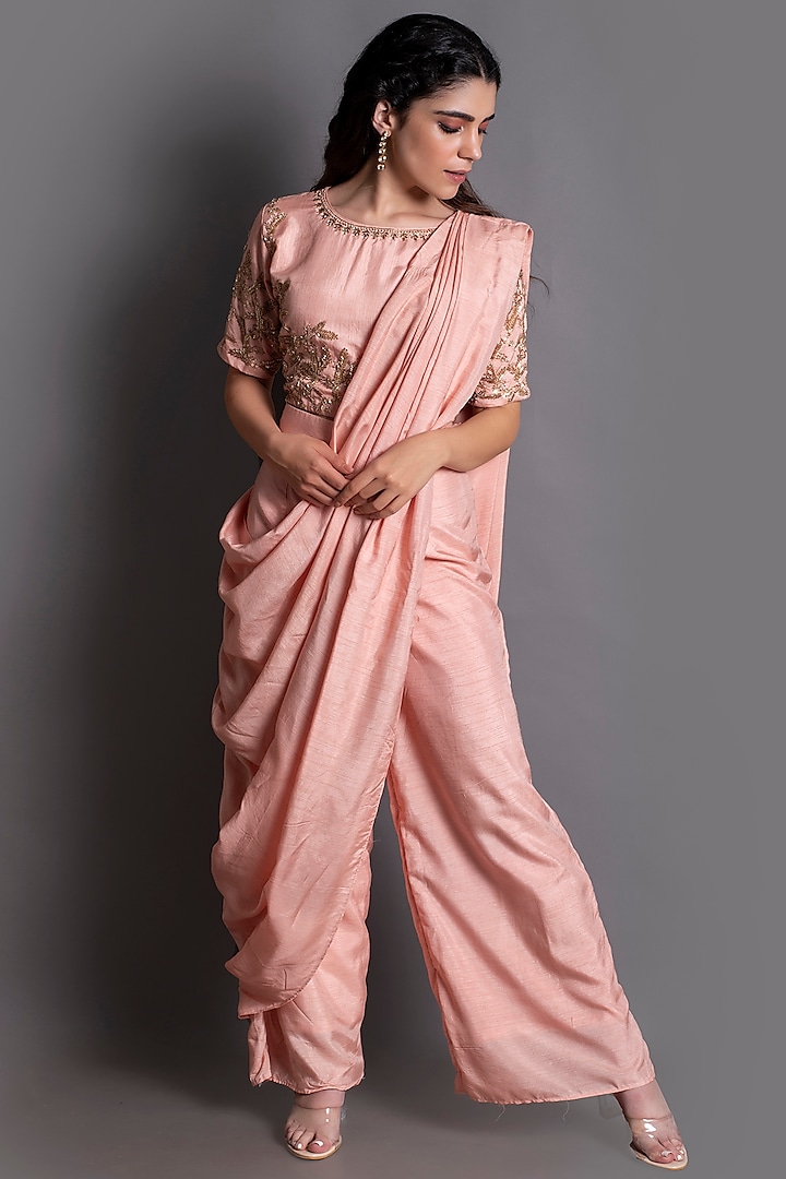Pink Bamberg Silk Pant Saree by Kesar studio