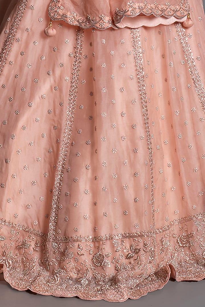 Peach Embellished Wedding Lehenga Set by Kesar studio at Pernia's Pop Up Shop