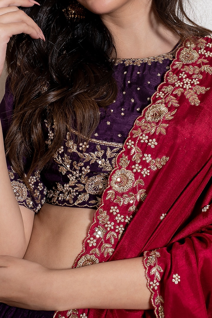 Purple Embroidered Lehenga Set by Kesar studio at Pernia's Pop Up Shop