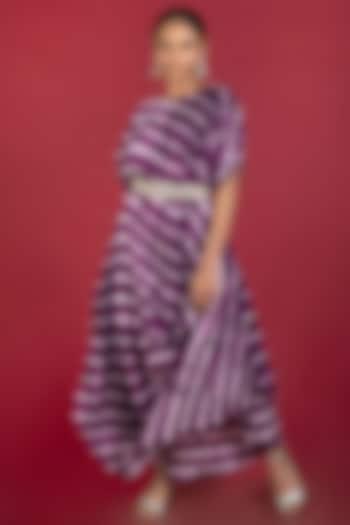 Purple Silk Dress With Belt by Kesar studio