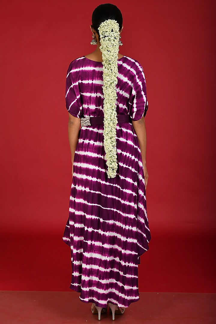 Purple Silk Summer Dress With Belt by Kesar studio at Pernia's Pop Up Shop