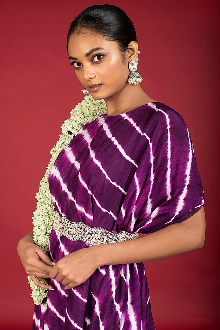 Purple Silk Summer Dress With Belt by Kesar studio at Pernia's Pop Up Shop