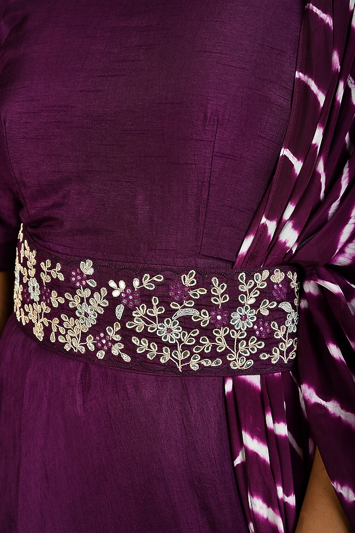 Purple Silk Party Wear Gown With Belt by Kesar studio at Pernia's Pop Up Shop