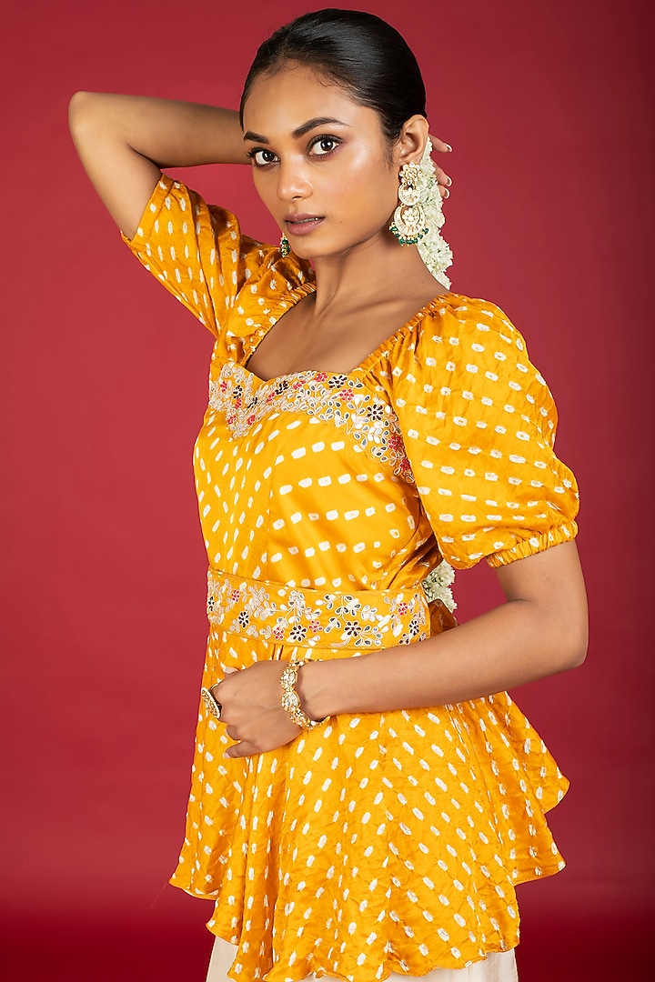 Mustard Silk Pant Set by Kesar studio at Pernia's Pop Up Shop