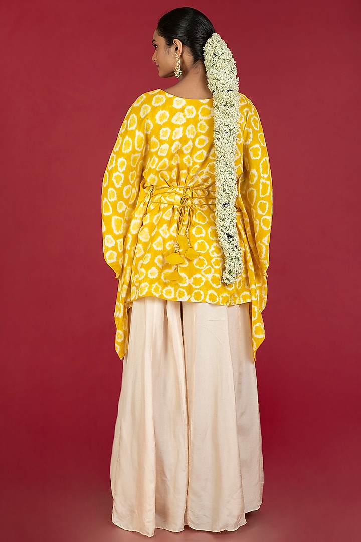 Mustard Silk Flared Pant Set by Kesar studio at Pernia's Pop Up Shop