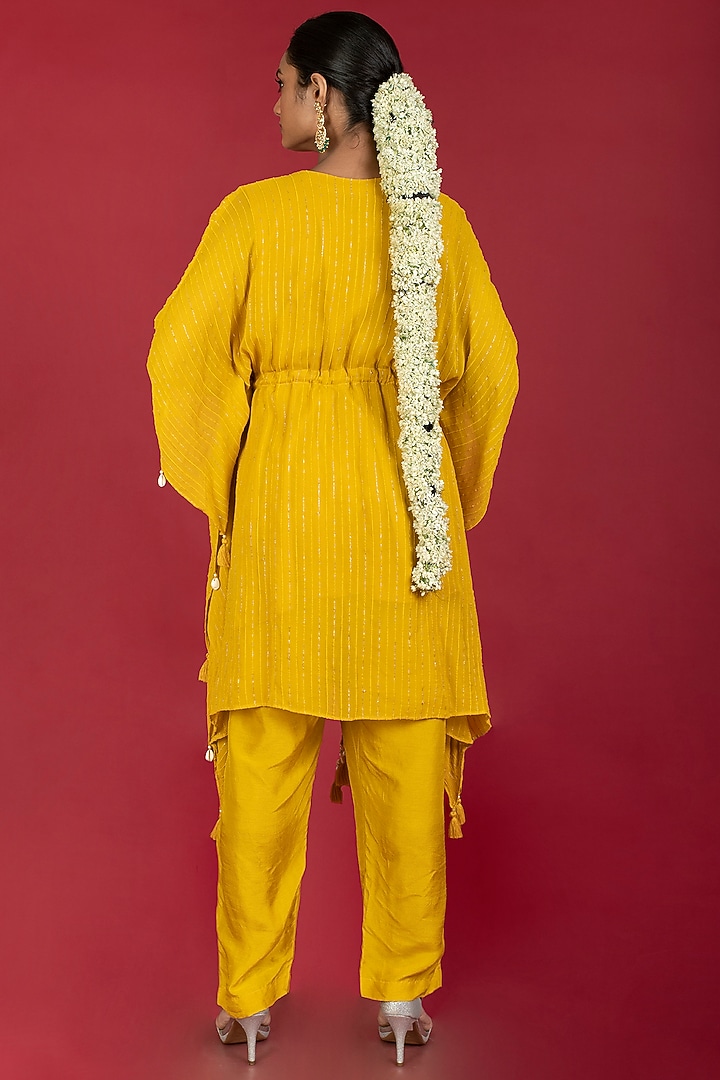 Mustard Embroidered Kaftan Set by Kesar studio at Pernia's Pop Up Shop