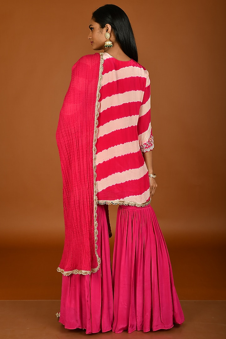 Pink Crepe Party Wear Sharara Set by Kesar studio at Pernia's Pop Up Shop