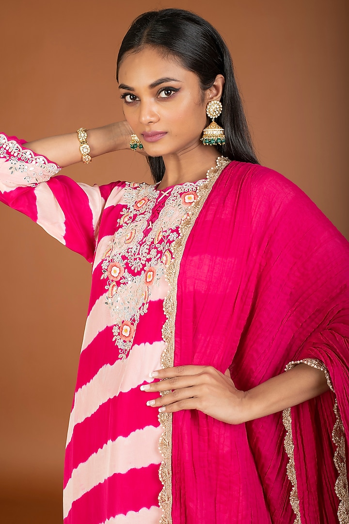 Pink Crepe Party Wear Sharara Set by Kesar studio at Pernia's Pop Up Shop