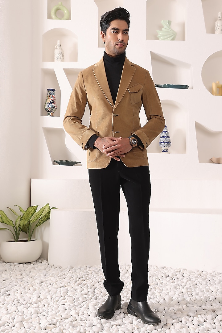 Beige Suit Jacket Black Pants Buy KUSTOMEYES Beige Corduroy Blazer