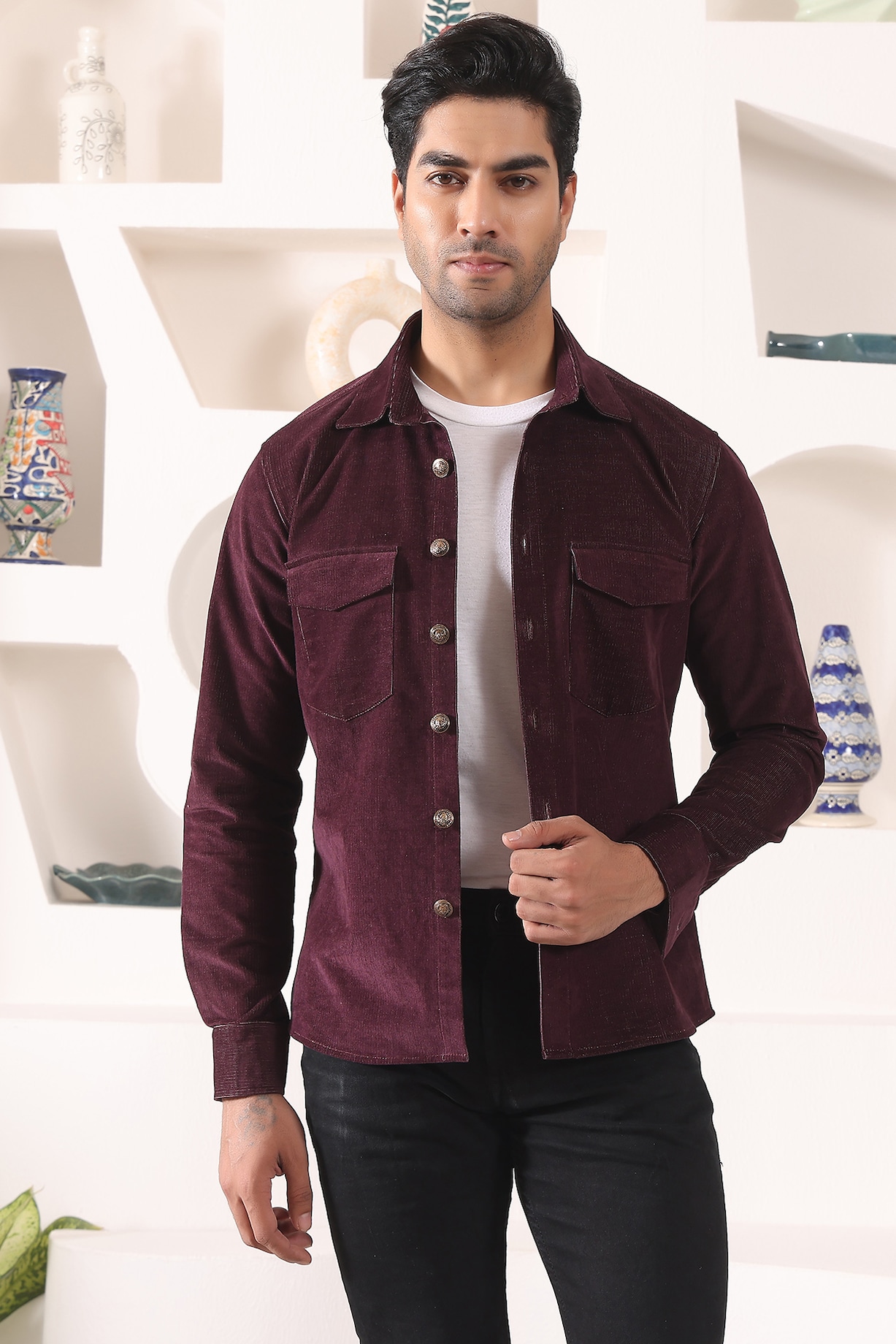 トップス A PUZZLING HOME BLEACH CORDUROY SHIRTS A Puzzling Home Bleach Corduroy Shirts -