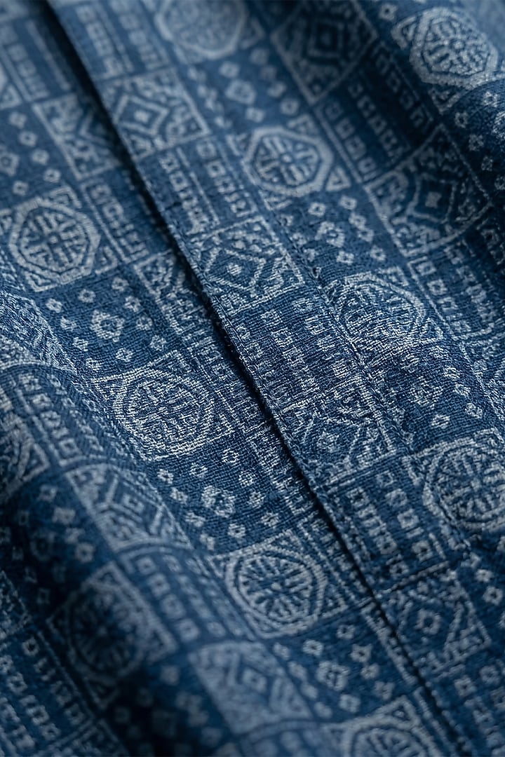Teal Blue Cotton Kurta Set by Prateek Munjal at Pernia's Pop Up Shop