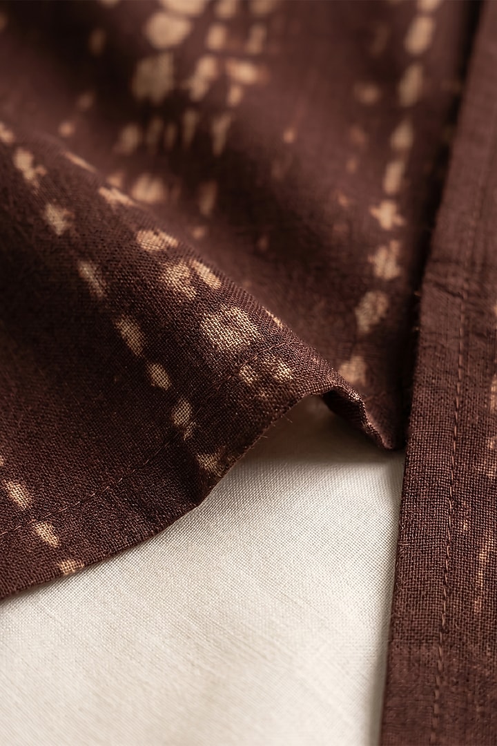 Wine Tie-Dye Cotton Mirror Work Kurta Set by Prateek Munjal at Pernia's Pop Up Shop