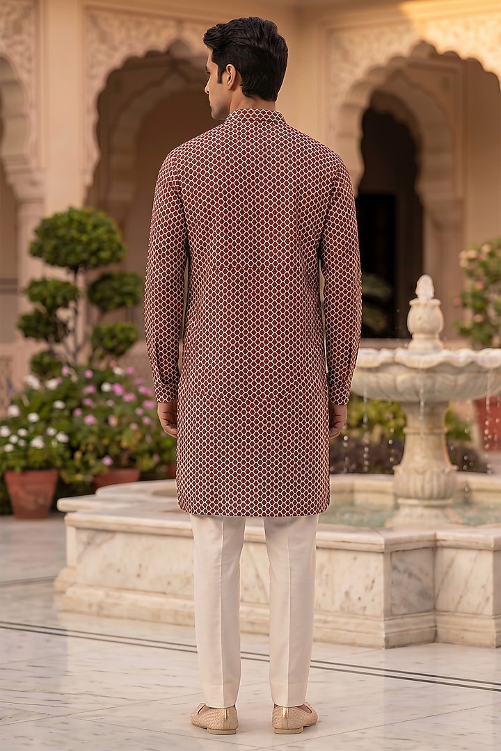 Maroon Cotton Kurta Set by Prateek Munjal at Pernia's Pop Up Shop