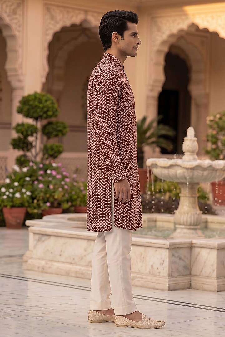 Maroon Cotton Kurta Set by Prateek Munjal at Pernia's Pop Up Shop