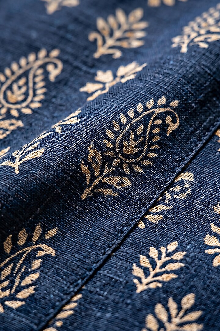 Deep Blue Cotton Block Printed Kurta Set by Prateek Munjal at Pernia's Pop Up Shop