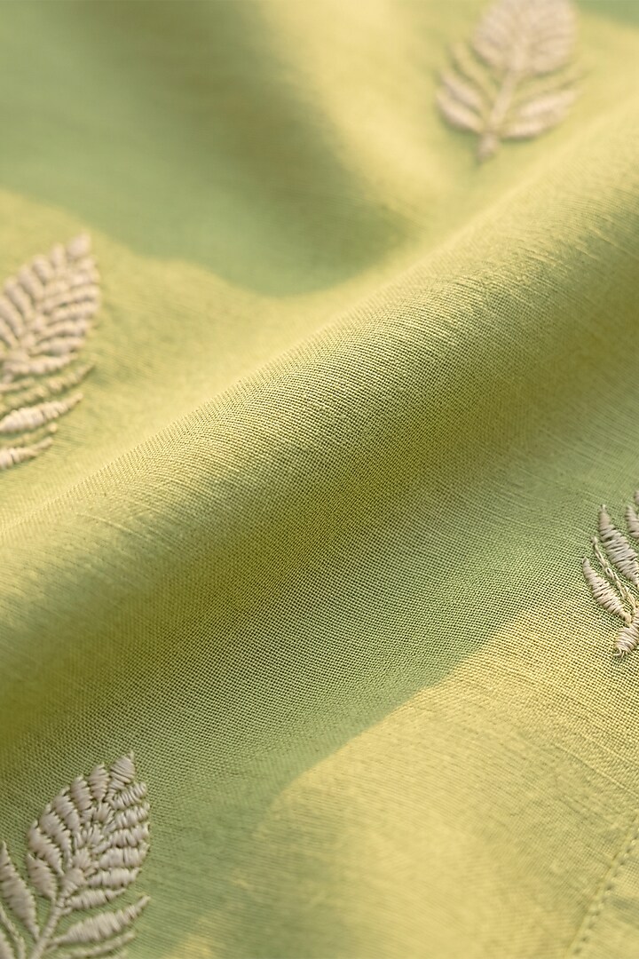 Lime Green Moss Crepe Beadwork Kurta Set by Prateek Munjal at Pernia's Pop Up Shop