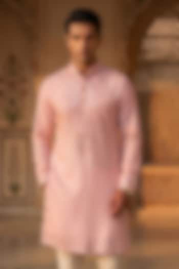 Light Pink Mirror Embroidered Kurta Set by Prateek Munjal at Pernia's Pop Up Shop