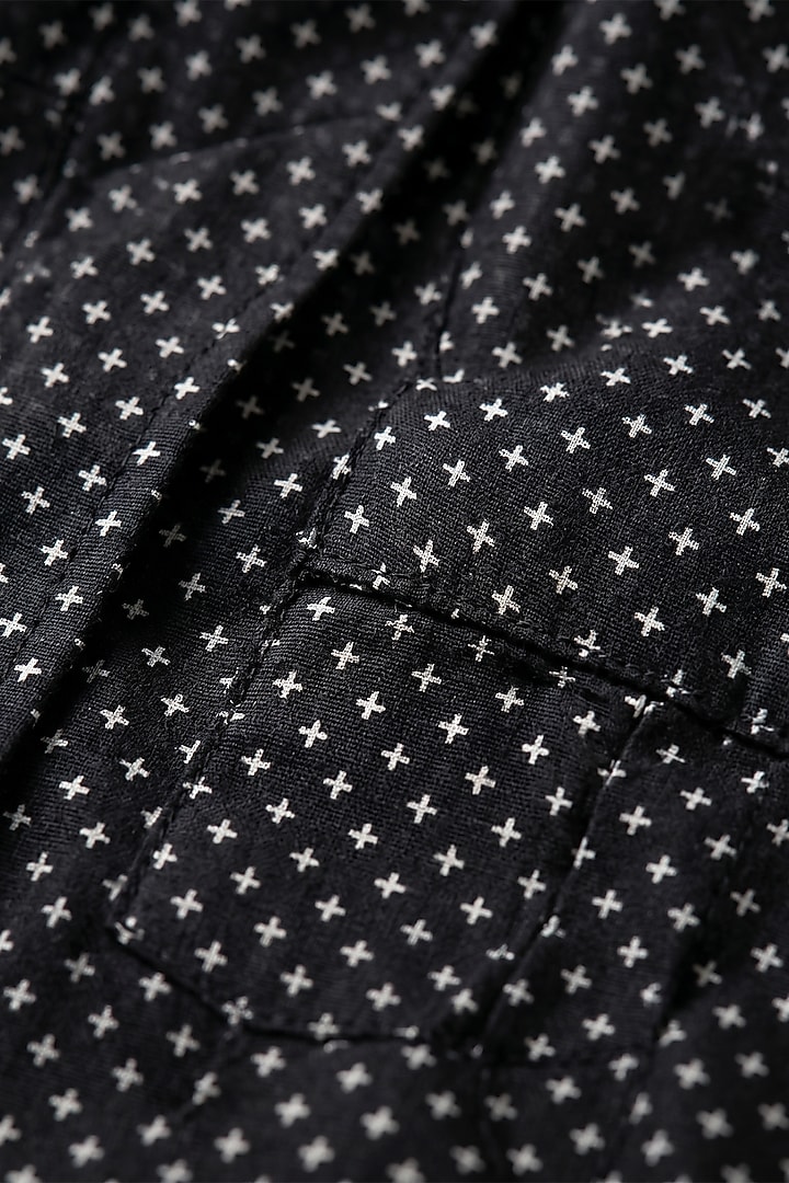 Black Cotton Embroidered Shacket by Prateek Munjal at Pernia's Pop Up Shop