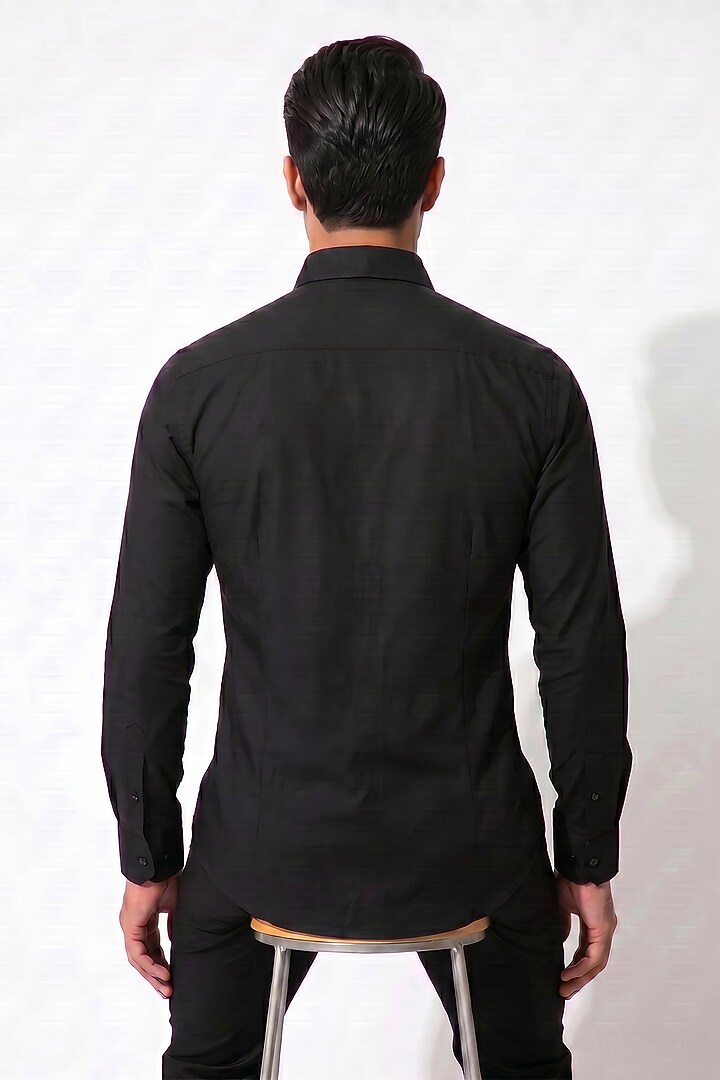 Black Blended Rayon Beaded Embroidered Party Wear Shirt by Prateek Munjal at Pernia's Pop Up Shop