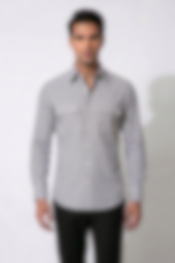 Grey Cotton Party Wear Shirt by Prateek Munjal at Pernia's Pop Up Shop