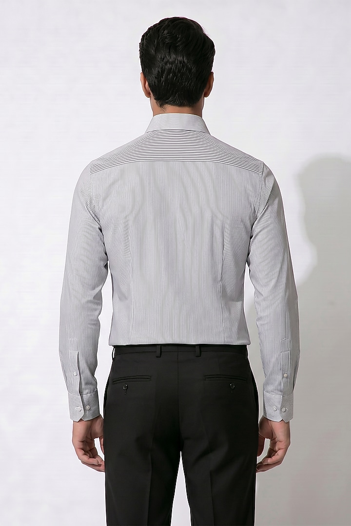 Grey Cotton Party Wear Shirt by Prateek Munjal at Pernia's Pop Up Shop