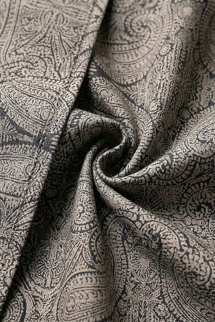 Black & Beige Cotton Paisley Party Wear Shirt by Prateek Munjal at Pernia's Pop Up Shop