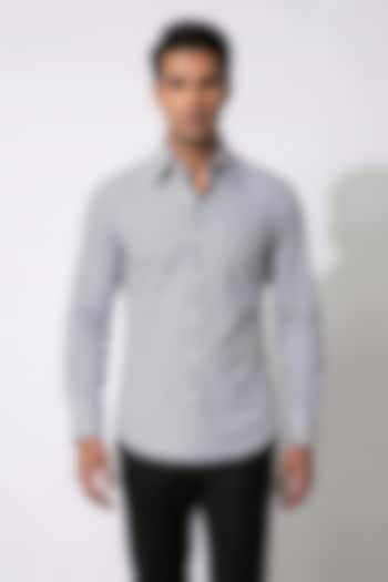 Blue Stripe Cotton Party Wear Shirt by Prateek Munjal at Pernia's Pop Up Shop