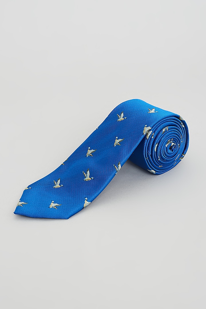 Royal Blue Printed Tie by KUSTOMEYES