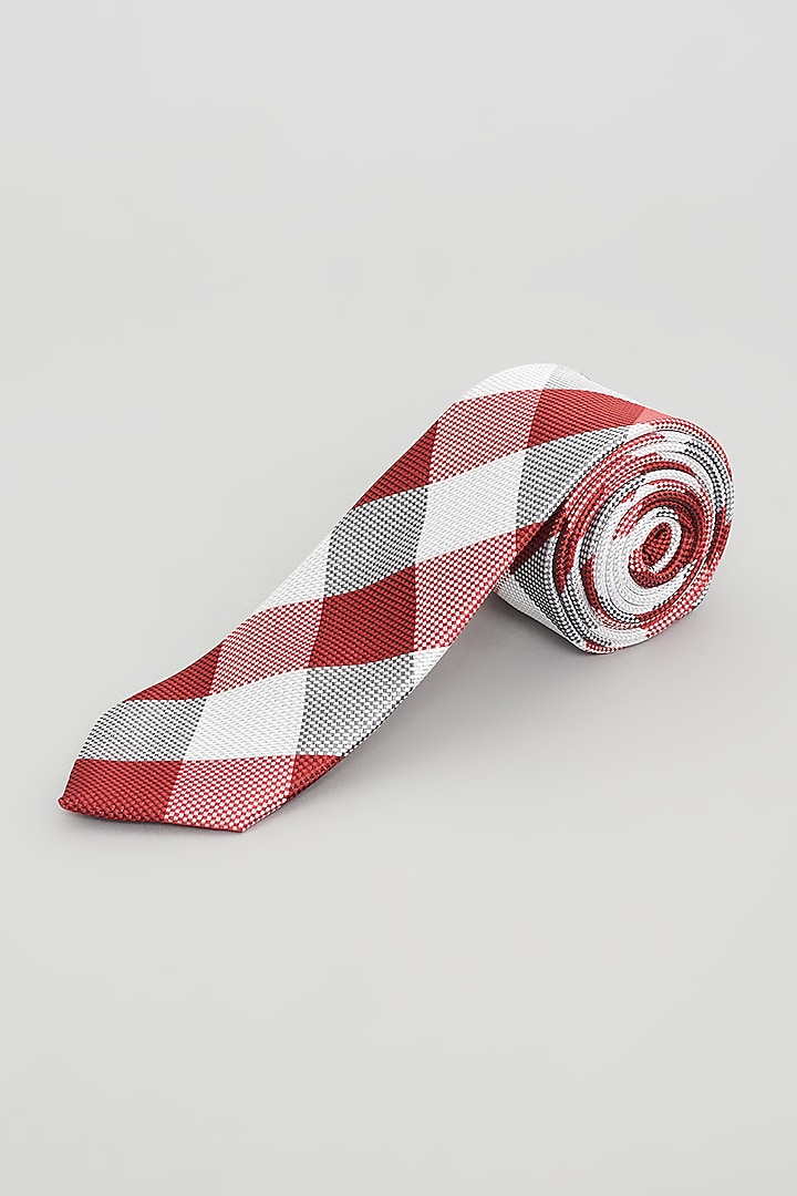 Red & White Checkered Tie by Prateek Munjal at Pernia's Pop Up Shop