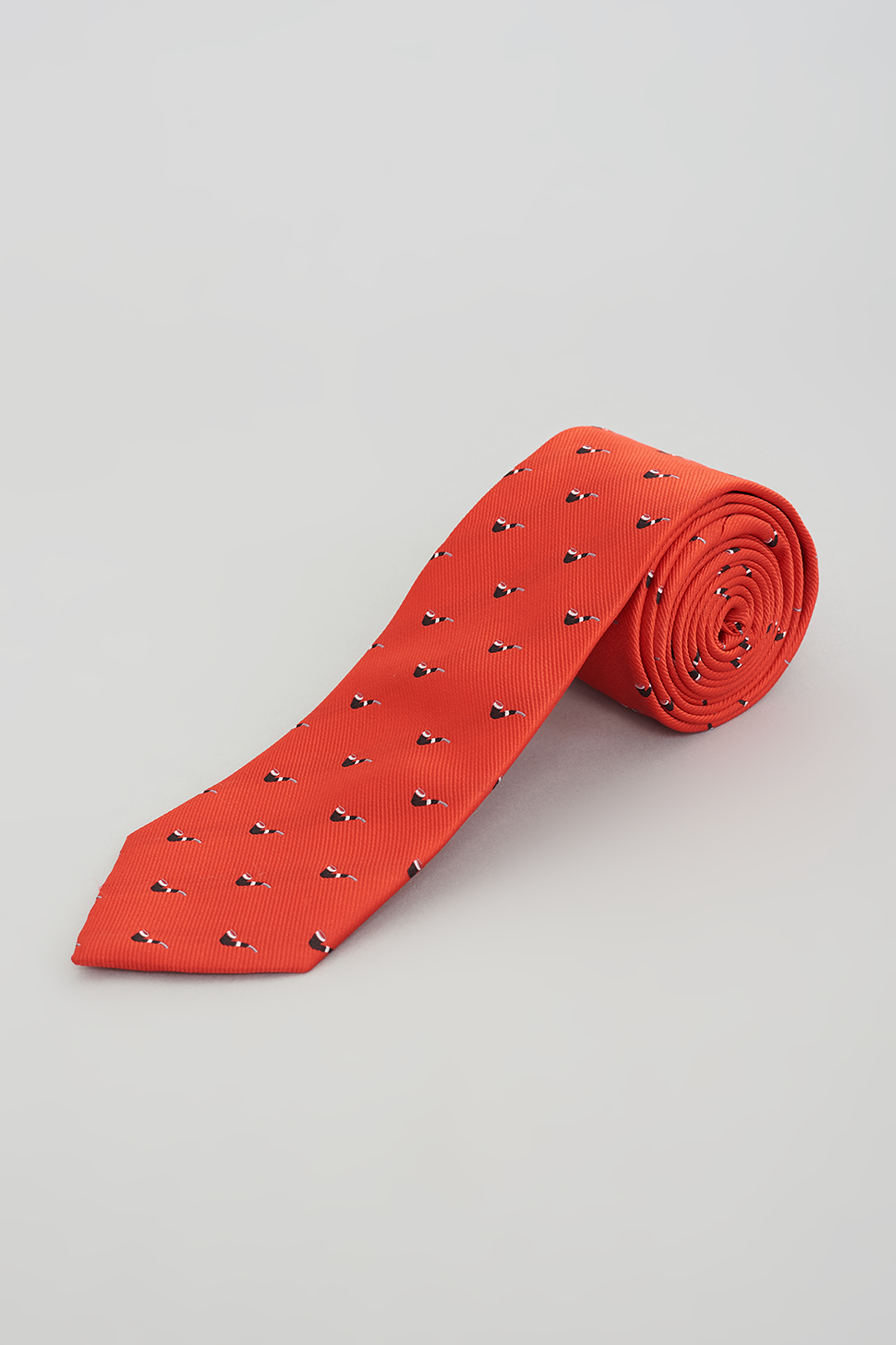 Bright Red & Black Printed Tie by KUSTOMEYES