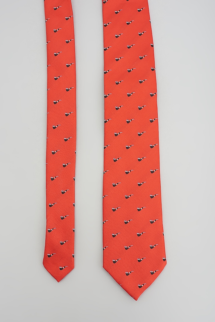 Bright Red & Black Printed Tie by Prateek Munjal at Pernia's Pop Up Shop