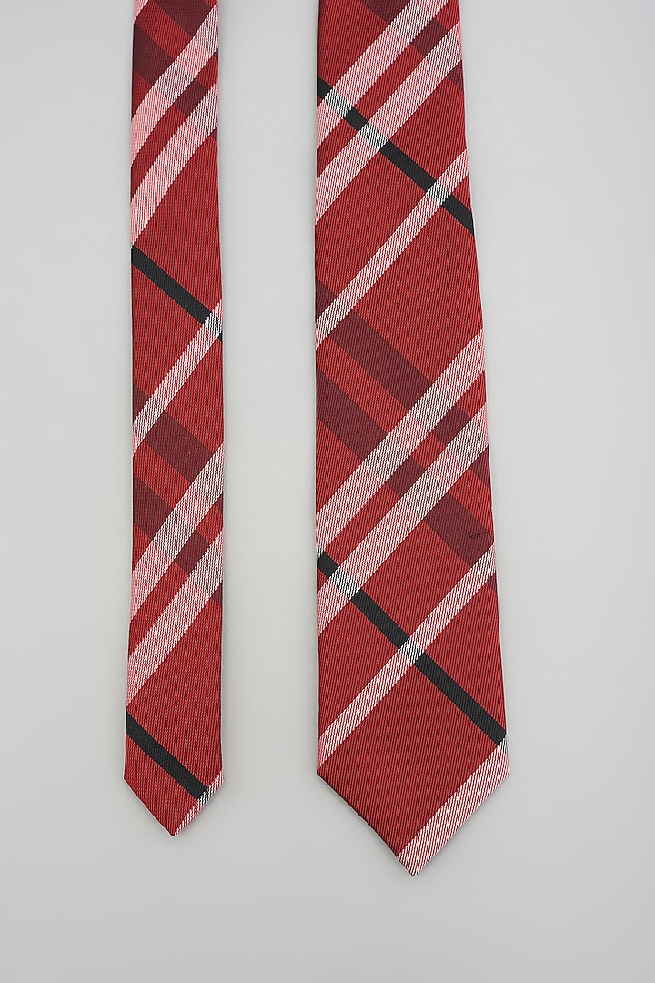 Red & Black Checkered Tie by Prateek Munjal at Pernia's Pop Up Shop