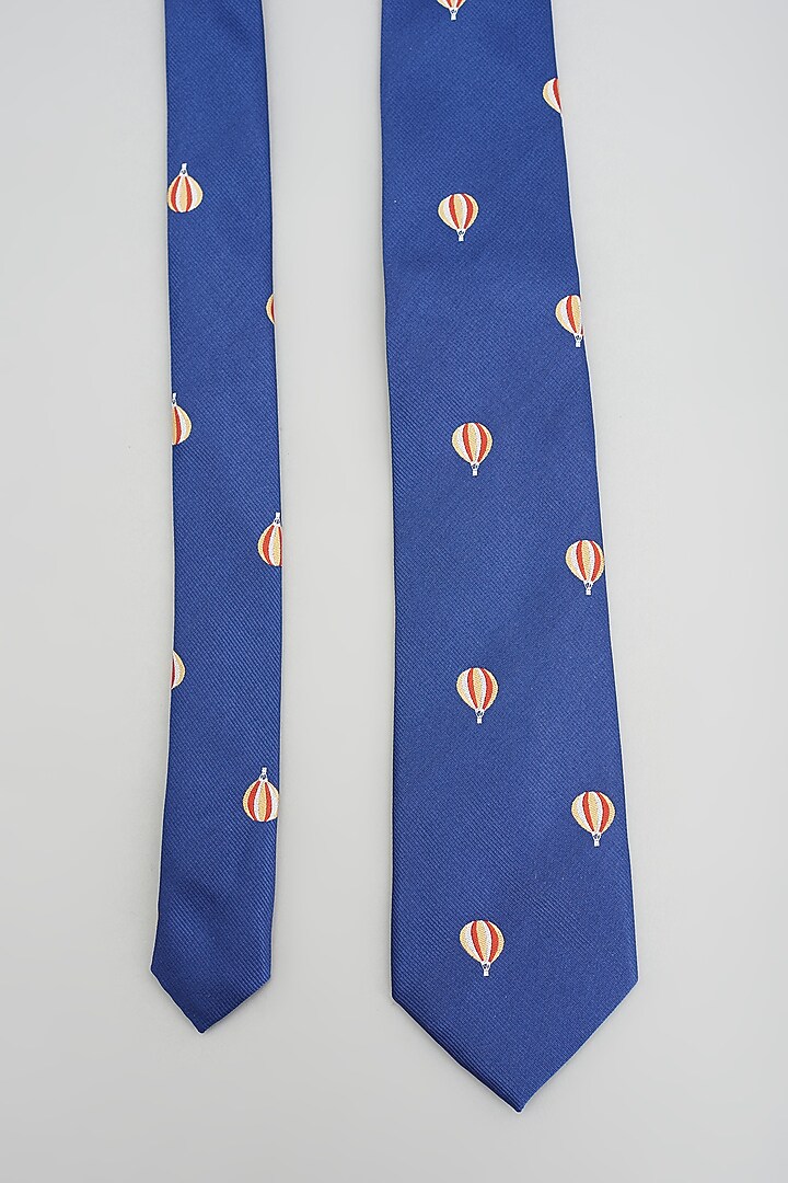 Deep Blue Printed Tie by Prateek Munjal at Pernia's Pop Up Shop