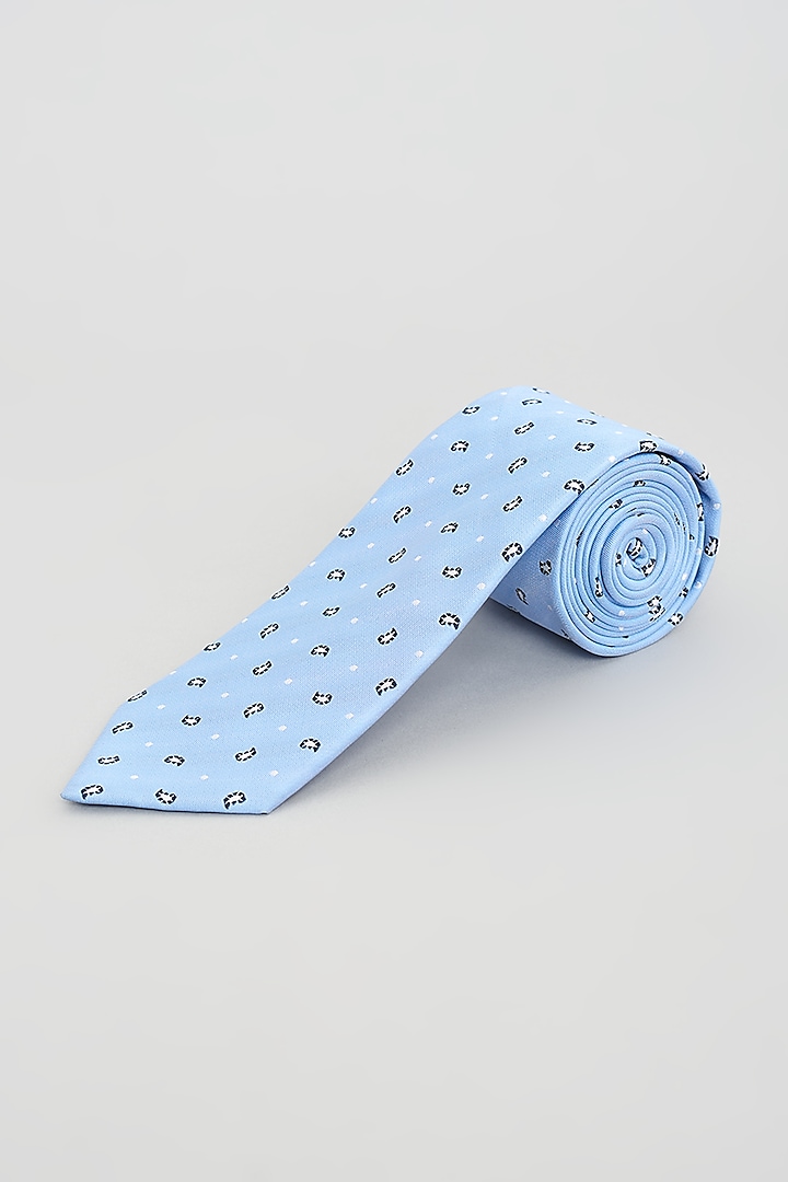 Light Blue Printed Tie by KUSTOMEYES