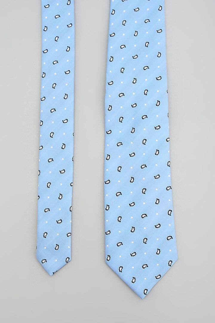Light Blue Printed Tie by Prateek Munjal at Pernia's Pop Up Shop