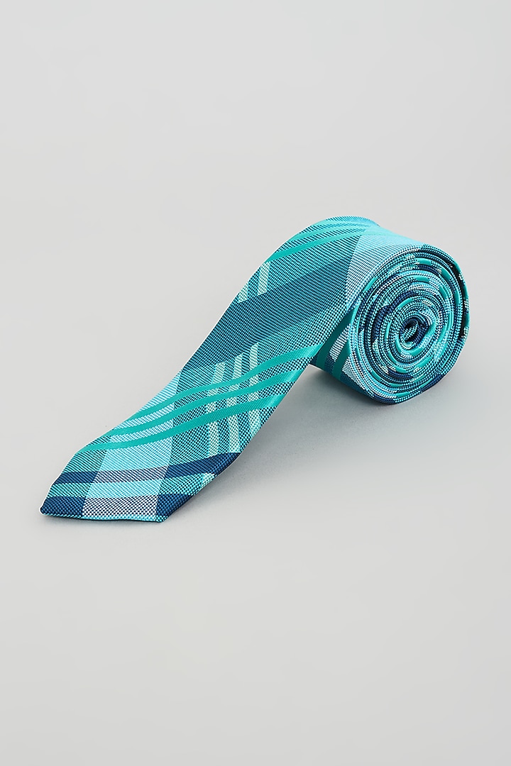 Turquoise Checkered Tie by KUSTOMEYES