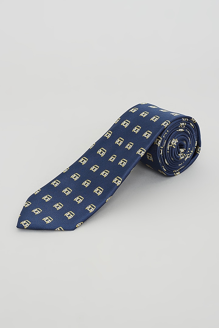 Blue Blended Satin Tie by KUSTOMEYES