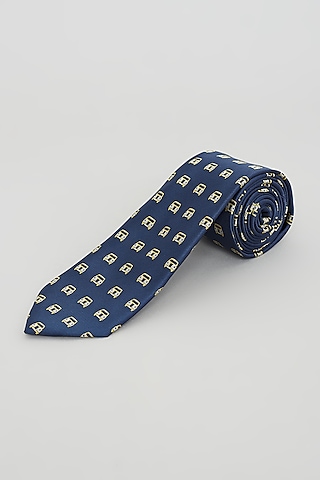Blue Blended Satin Tie by Prateek Munjal