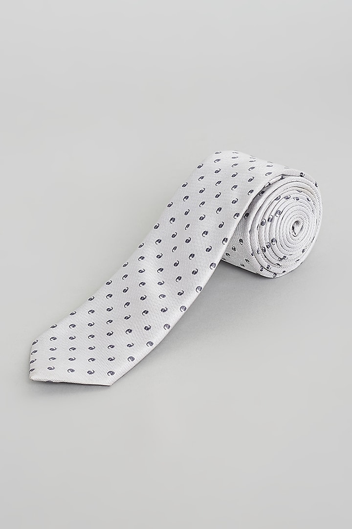Silver Printed Tie by KUSTOMEYES