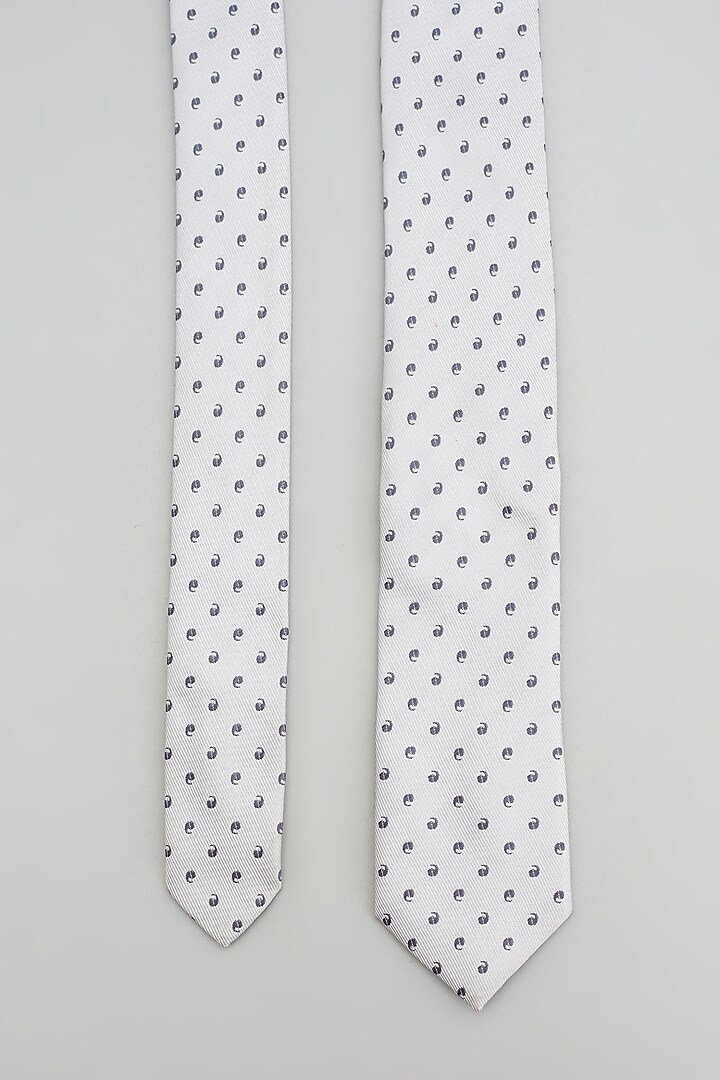 Silver Printed Tie by Prateek Munjal at Pernia's Pop Up Shop
