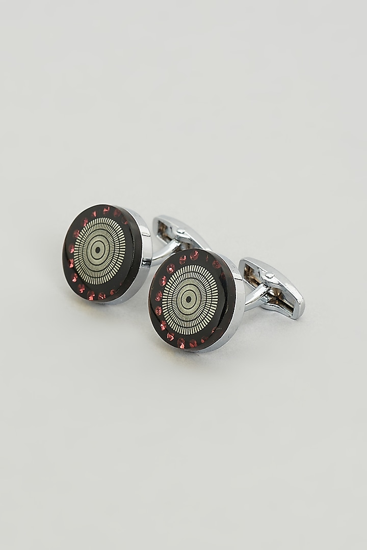 Silver Metal Cufflinks (Set Of 2) by KUSTOMEYES at Pernia's Pop Up Shop