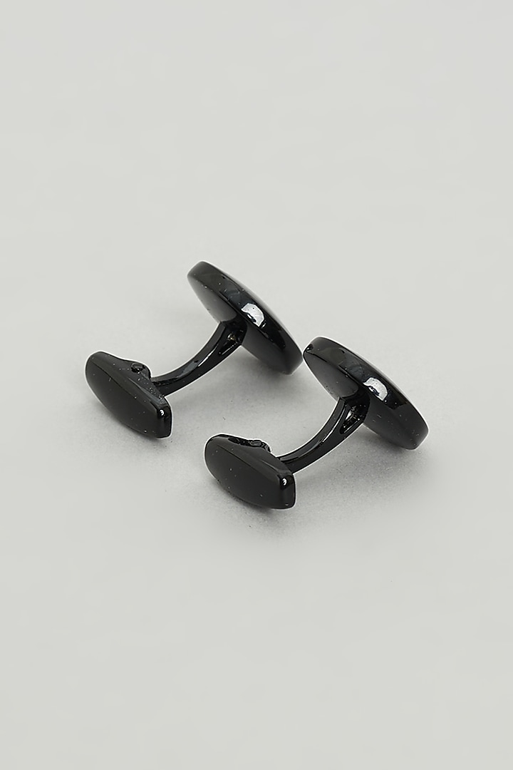 Black Petal Cufflinks (Set Of 2) by Prateek Munjal at Pernia's Pop Up Shop