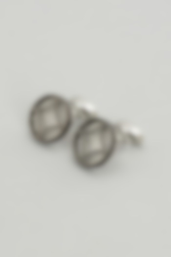 Silver Round Cufflinks (Set Of 2) by KUSTOMEYES