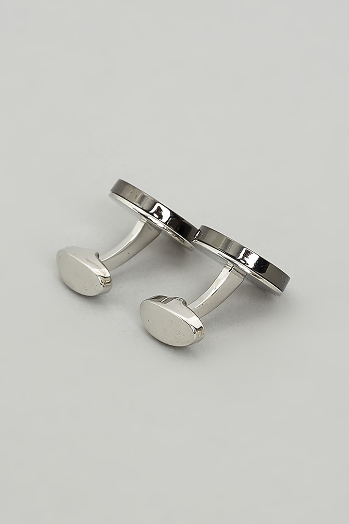 Silver Round Cufflinks (Set Of 2) by Prateek Munjal at Pernia's Pop Up Shop