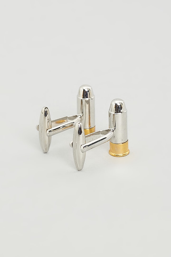 Silver Bullet Cufflinks (Set Of 2) by Prateek Munjal at Pernia's Pop Up Shop